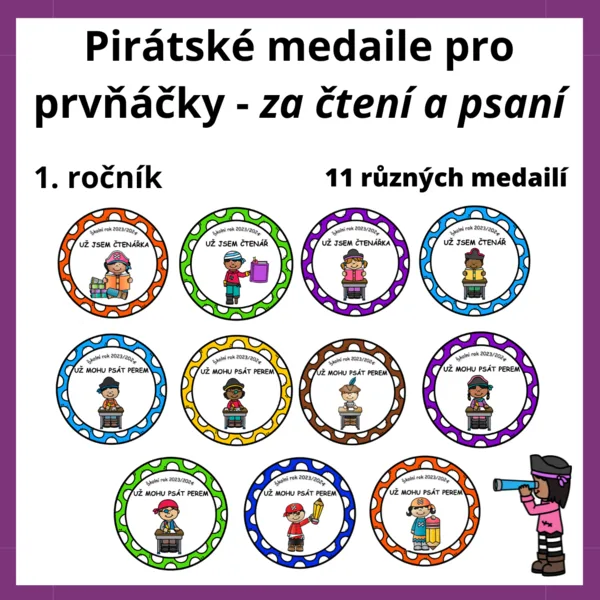 Pirátské medaile pro prvňáčky 2023/2024 1