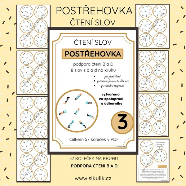 Postřehovka PRVNÍ ČTENÍ 3: ČTENÍ B a D ve slovech 1