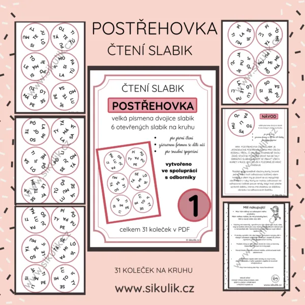 ČTENÍ SLABIK 1 postřehovka - slabiky otevřené, velká písmena  1