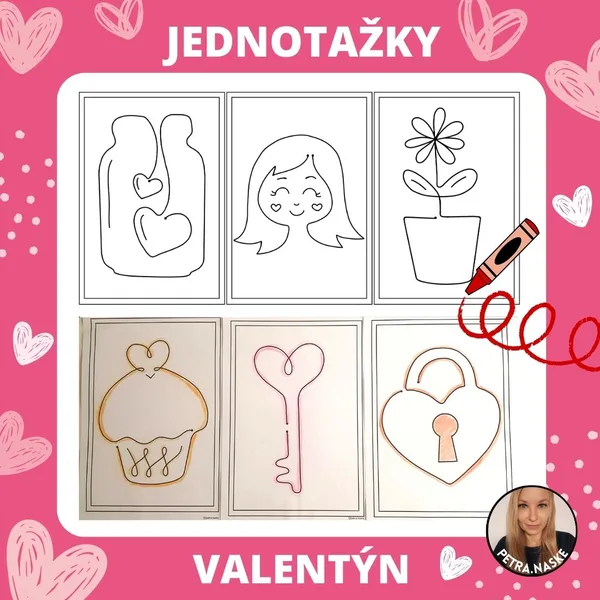 Valentýn - Jednotažky (grafomotorika) 1