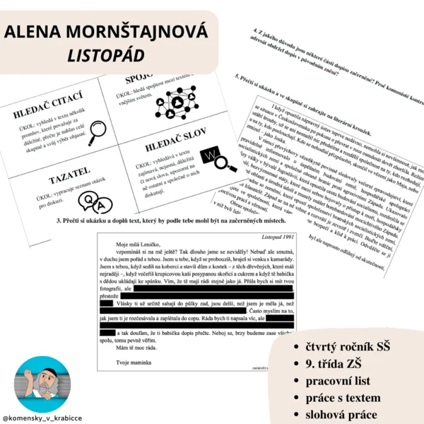 Alena Mornštajnová – Listopád (práce s textem) 1