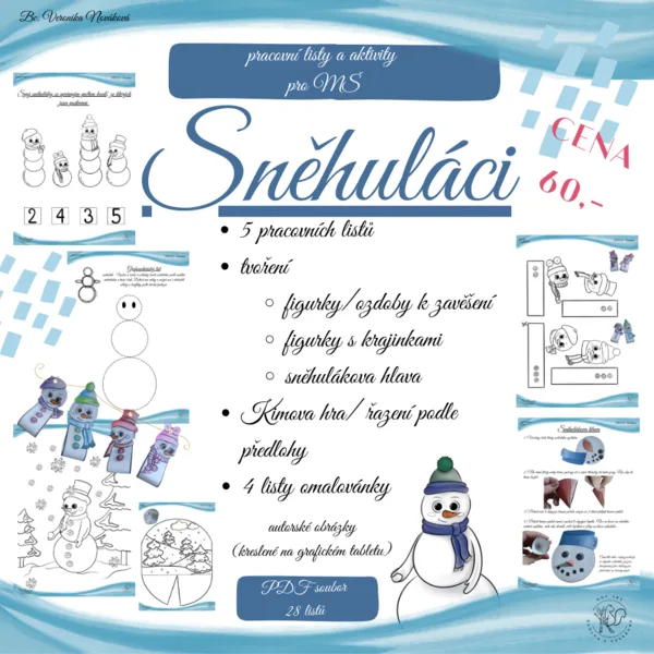 Sněhuláci - pracovní listy a aktivity pro MŠ 1