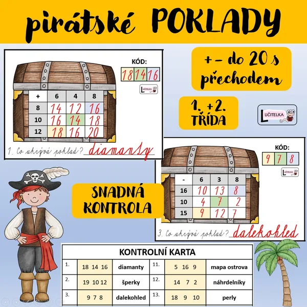 Pirátské poklady - sčítání a odčítání do 20 1