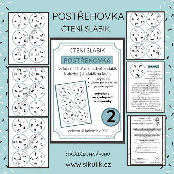 ČTENÍ SLABIK 2 postřehovka - slabiky otevřené, velká + malá písmena 1
