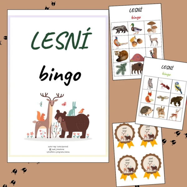 Lesní zvířátka - bingo (4 varianty využití + medaile) 1