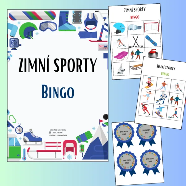Zimní sporty - bingo (4 varianty využití + medaile) 1