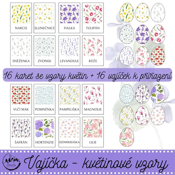 Vajíčka květinové vzory - Přiřazování 1