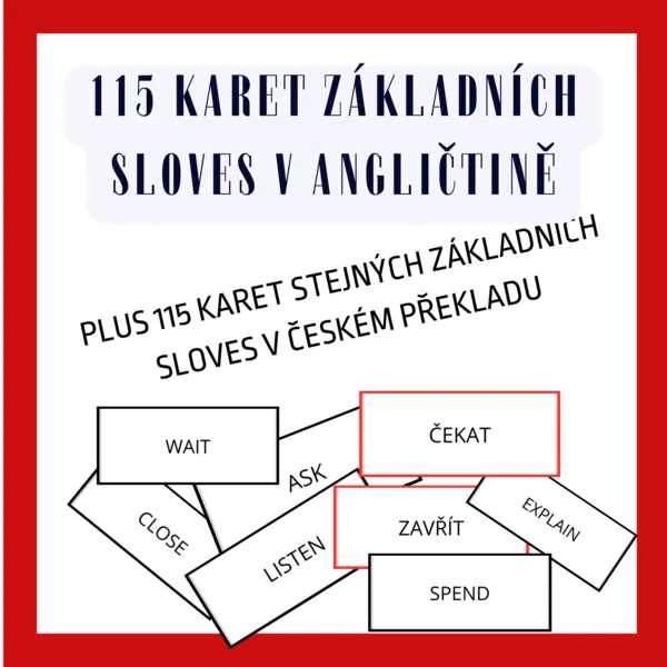 PEXESO - 115 NEJPOUŽÍVANĚJŠÍCH SLOVES V ANGLIČTINĚ 1