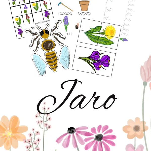 Jaro, práce na zahradě, jarní květiny-úkoly, pracovní listy, grafomotorika, skládačky 1