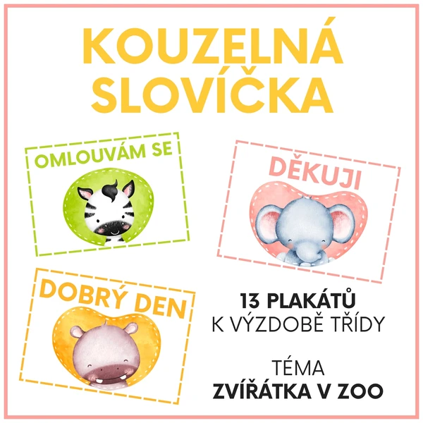 Kouzelná slovíčka - výzdoba třídy (téma zvířátka v ZOO) 1