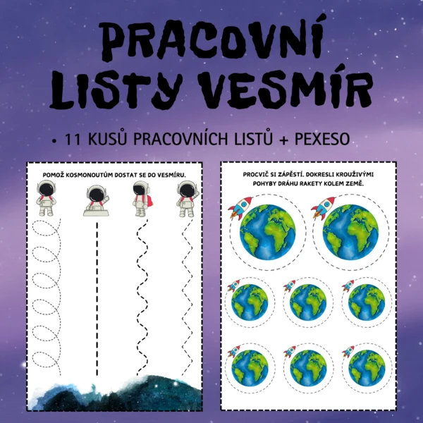 Pracovní listy - vesmír + pexeso 1