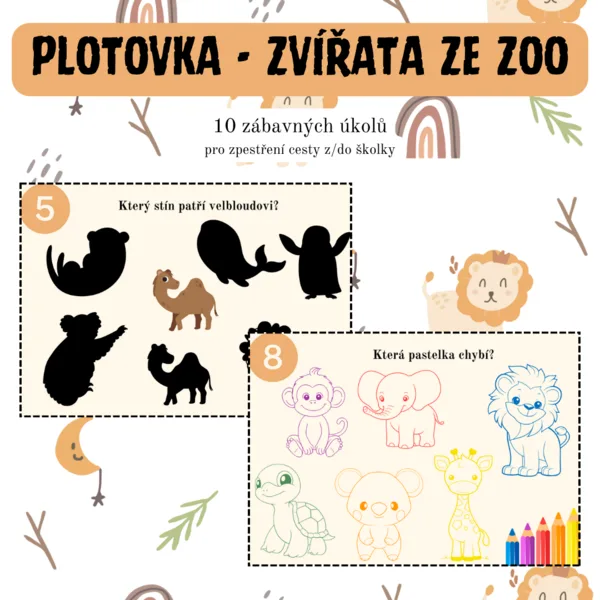 Plotovka - zvířata ze zoo 1