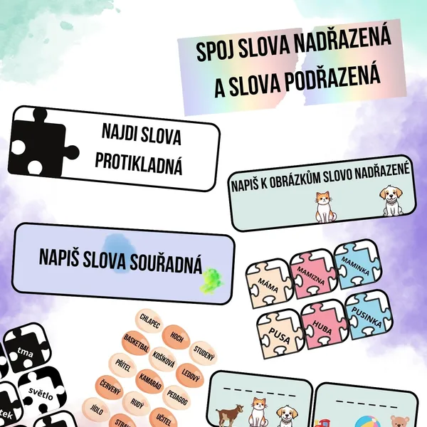 Práce v centrech (slova nadřazená, podřazená, protikladná,...) 1