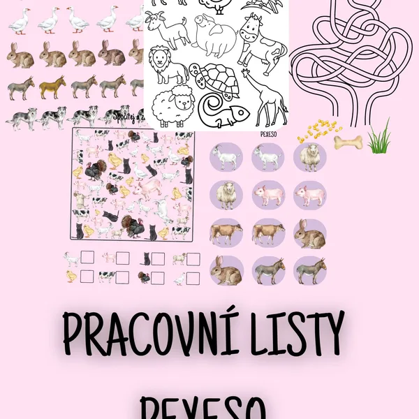 Pracovní listy + pexeso - Domácí zvířátka 1