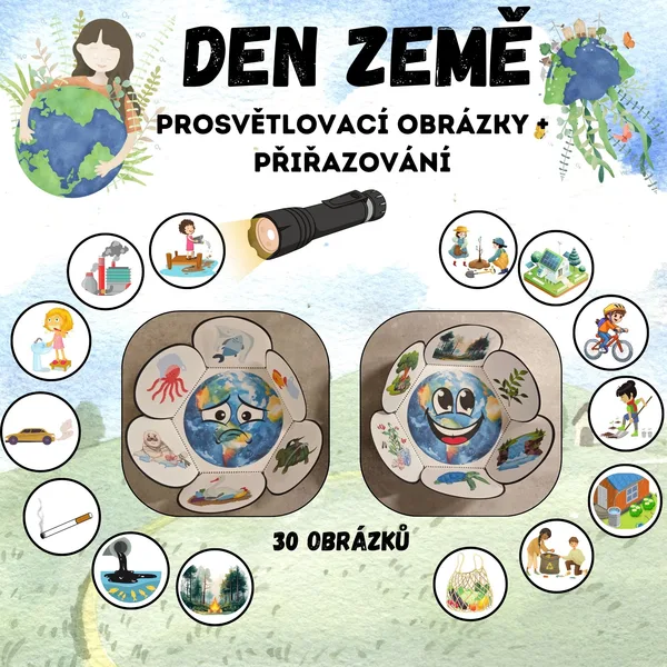 Den země, chráníme naši planetu - prosvětlovací obrázky + přiřazování  1