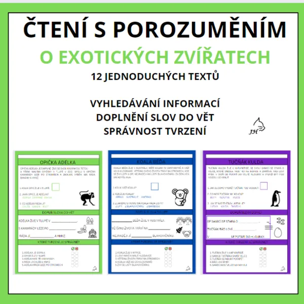 Čtení s porozuměním - Exotická zvířata 1