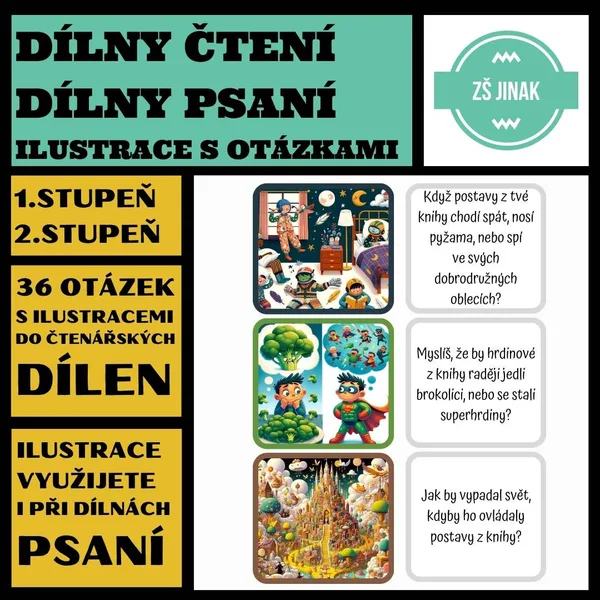 DÍLNY ČTENÍ, DÍLNY PSANÍ - otázky s ilustracemi 1