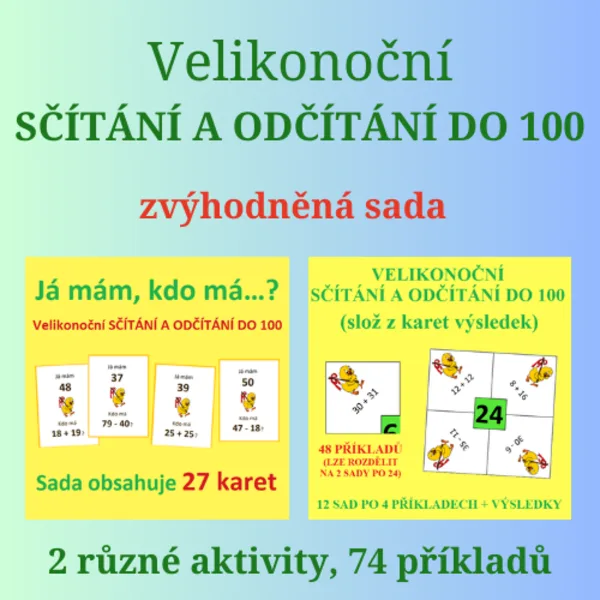 Velikonoční sčítání a odčítání do 100 - zvýhodněná sada 1