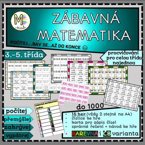 ZÁBAVNÉ PROCVIČOVÁNÍ MATEMATIKY- DO 1000 1