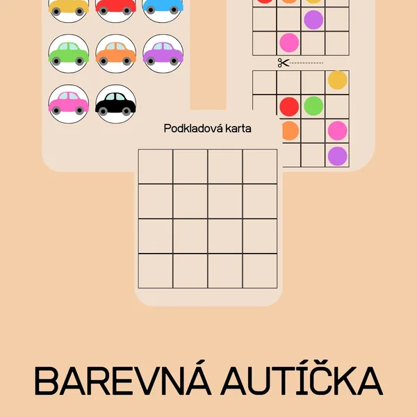 Barevné skládání - autíčka 1