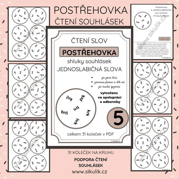 ČTENÍ SLABIK 5 postřehovka - shluky souhlásek, jednoslabičná slova 1