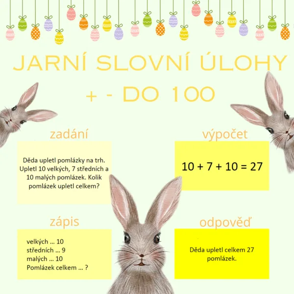 Jarní slovní úlohy + - do 100 1