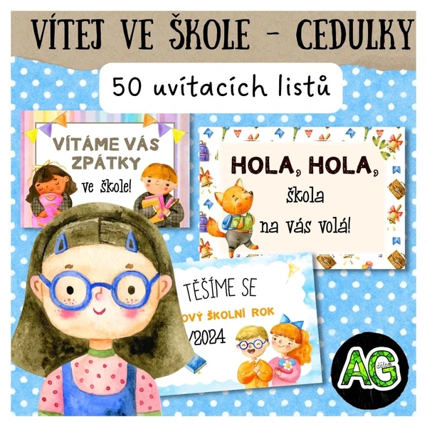 UVÍTACÍ CEDULKY NEJEN NA DVEŘE - 50 cedulek (VERZE VÍTEJ, VÍTEJTE) 1