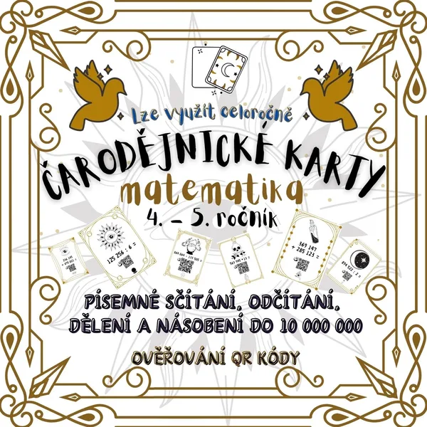 ČARODĚJNICKÉ KARTY s QR kódy - lze hrát po celý rok - matematika 4. a 5. ročník 1