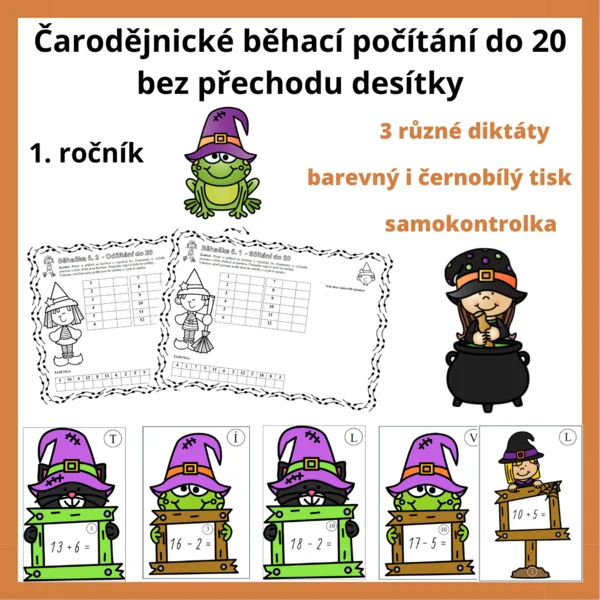 Čarodějnické běhací počítání do 20 bez přechodu desítky 1