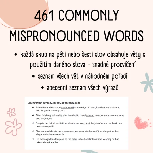 Commonly mispronounced words - slova, která mají obtížnou výslovnost 1