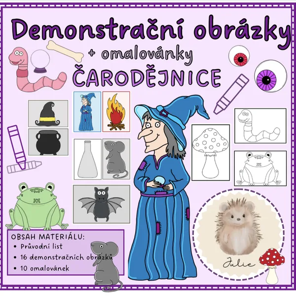 Čarodějnice- demonstrační obrázky + omalovánky 1