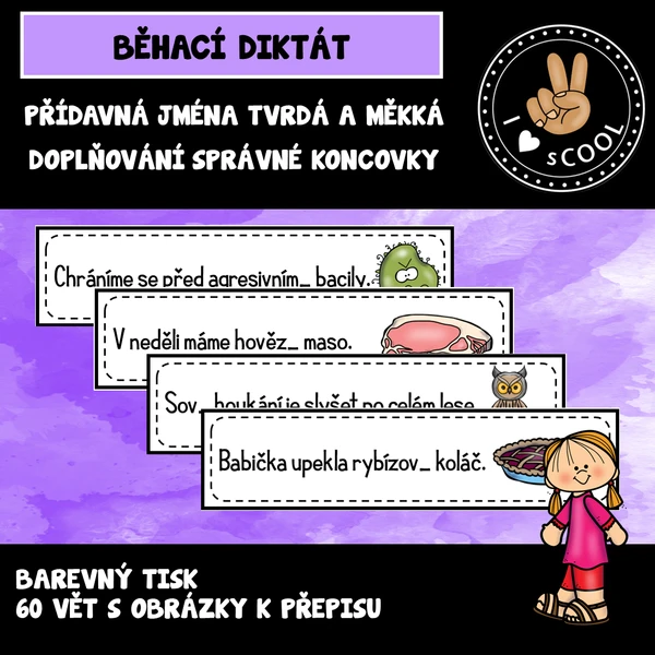 Přídavná jména - běhací diktát 1