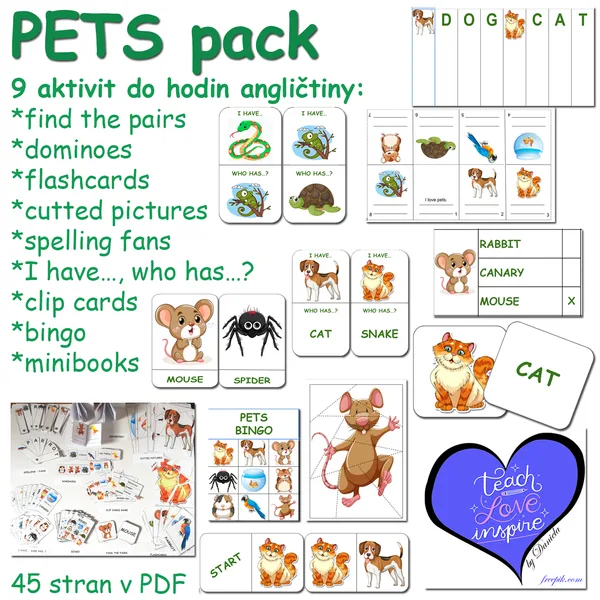 Pets - pack (balíček aktivit do výuky AJ pro první stupeň ZŠ) 1