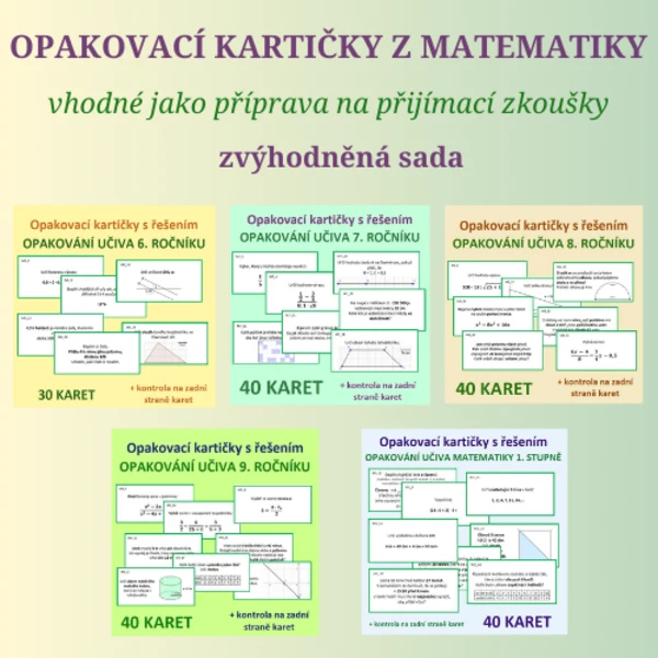 Opakovací kartičky z matematiky - zvýhodněná sada 1