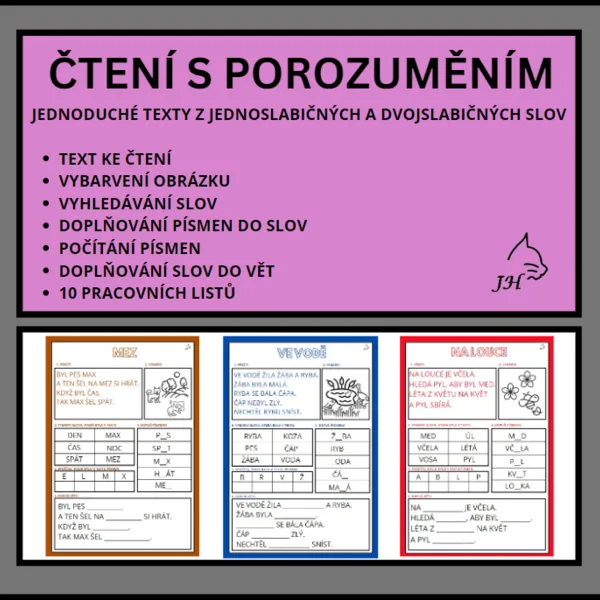 Čtení s porozuměním z jednoslabičných a dvojslabičných slov 1
