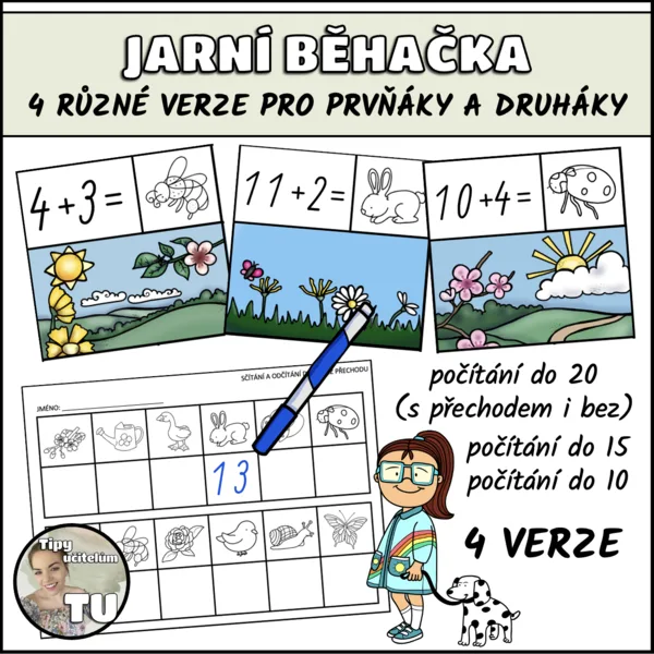 Jarní běhačka - počítání do 10, 15 a 20 (s přechodem i bez) 1