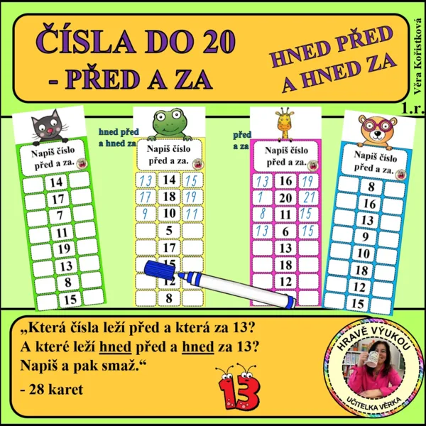 ČÍSLA DO 20 – PŘED A ZA 1