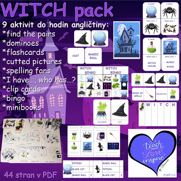 WITCH pack - balíček 9 aktivit do výuky angličtiny. Celkem 48 stran 1