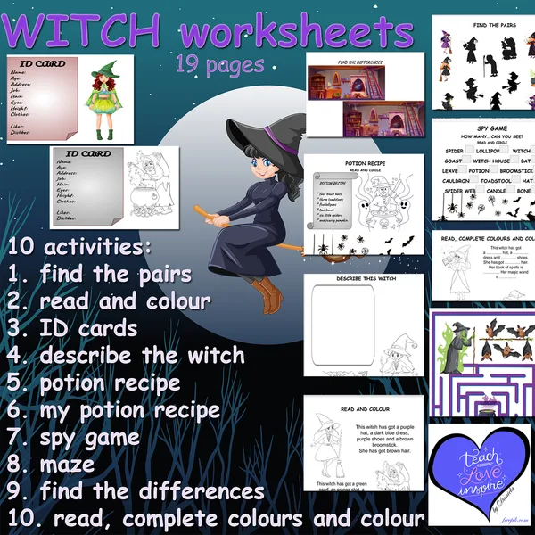 Witch - worksheets (Čarodějnice - pracovní listy) 1