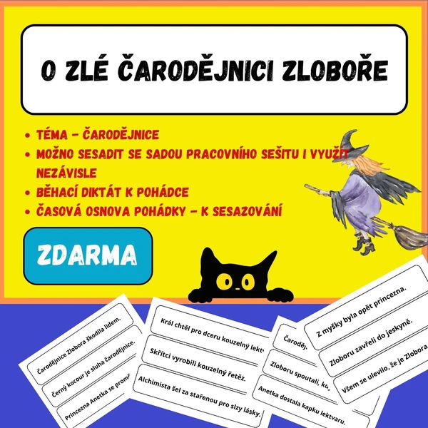 O zlé čarodějnici Zloboře - časová osnova, běhací diktát 1