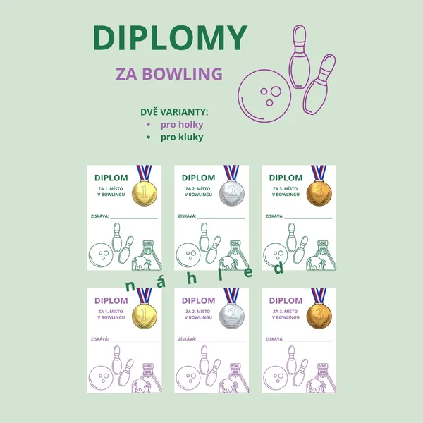 DIPLOMY za bowling (6 diplomů) 1