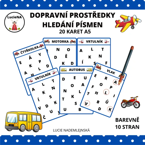 Dopravní prostředky - hledání písmen 1