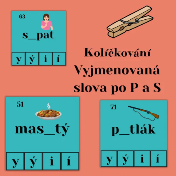 Kolíčkování Vyjmenovaná slova P, S 1