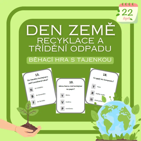 Den Země - recyklace a třídění odpadu - běhací hra s tajenkou 1