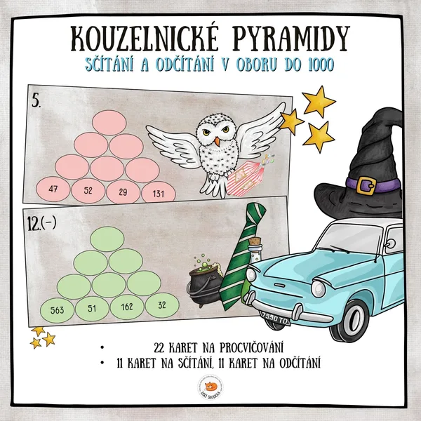 Sčítání a odčítání do 1000 - Kouzelnický svět 1