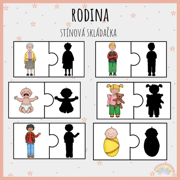 Rodina, stínová skládačka 1