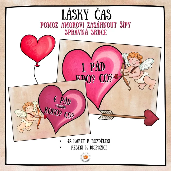 Určování pádů podstatných jmen - Lásky čas 1