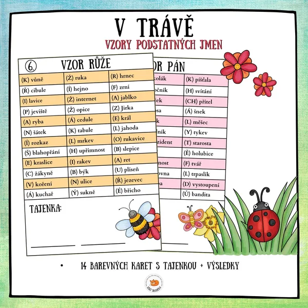 Vzory podstatných jmen - V trávě 1