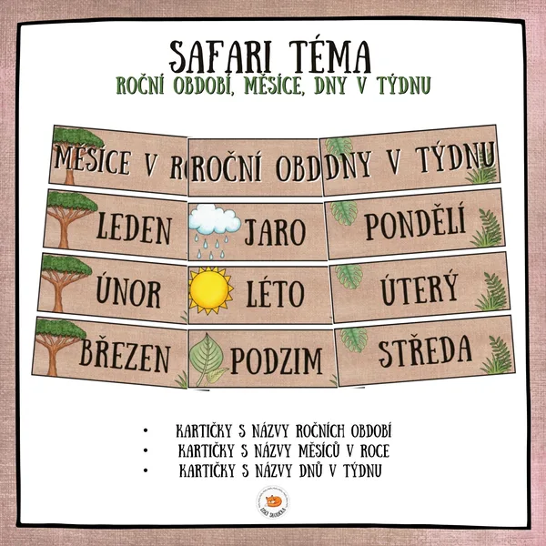 Safari - roční období, měsíce, dny v týdnu 1