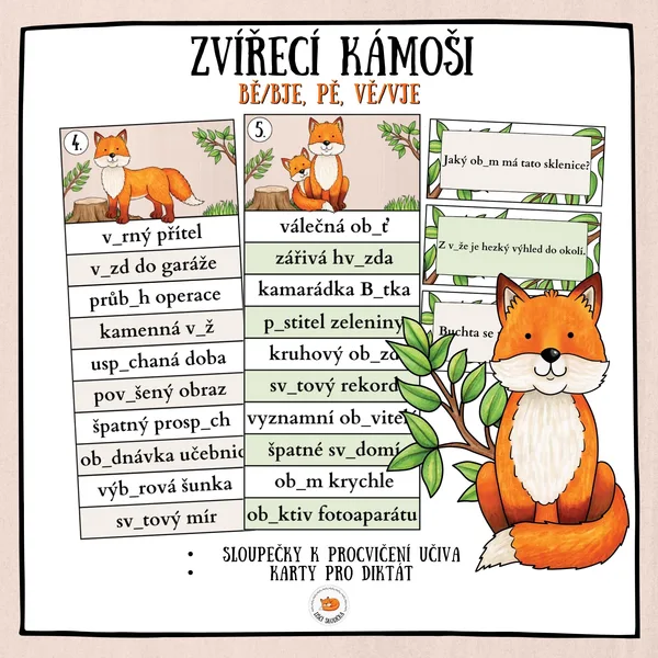 Bě/bje, pě, vě/vje - zvířecí kámoši 1